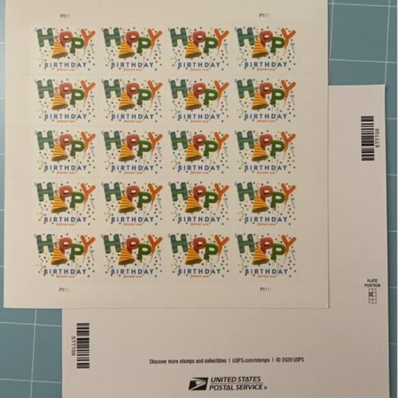2020 USPS SHEET OF 1000 FIRST CLASS FOREVER STAMPS HAPPY BIRTHDAY - Picture 2 of 5